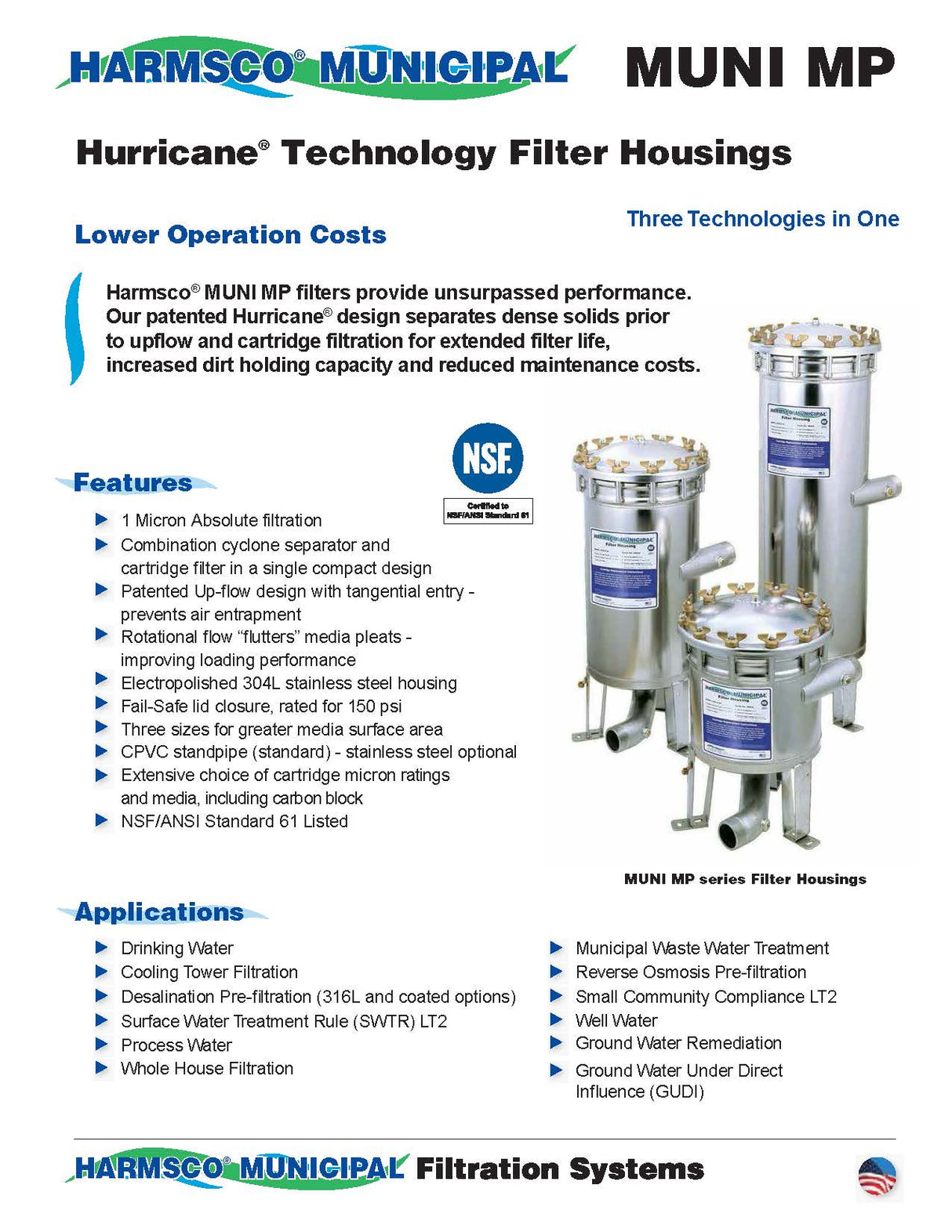 HARMSCO® MUNI MP Hurricane® Technology Filter Housings